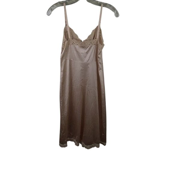 Vassarette Full Brown Slip Sz Small Peek-thru Lace Top Vtg - Picture 2 of 2